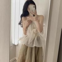 ราคา เสื้อตาข่ายสไตล์เกาหลีสีทึบแขนกุด (40269168749)