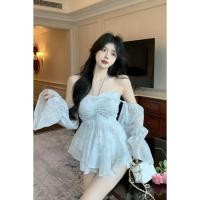 ราคา เสื้อเชิ้ตผู้หญิงลายดอกไม้ เปิดไหล่ สไตล์เกาหลี (43469168905)