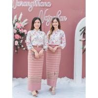 ราคา ผ้าถุงสำเร็จอัดกาวแบบป้ายติดตะขอกระดุม ผ้าซิ่นฝ้ายทอมือ ชมพูอ่อน (21393367492)