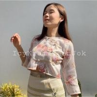 ราคา เสื้อกึ่งครอปลายดอกแขนยาว (19885113322)