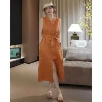 ราคา ชุดเดรสแขนกุดผ้าฝ้ายลินินหรูหรา สไตล์ย้อนยุคสำหรับสาวๆ ในฤดูร้อน (50450889600)