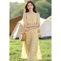 ราคา ชุดเดรสยาวมิดิ แขนสั้น ชีฟองดอกไม้ สำหรับผู้หญิง สง่าราศี ในฤดูร้อน (42005954500)