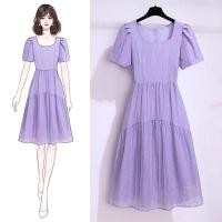 ราคา ชุดแขนสั้นสีม่วงสำหรับผู้หญิง สง่าและเหมาะสมในฤดูร้อน (41908108529)