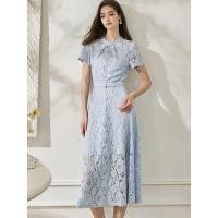 ราคา ชุดเดรสแขนสั้นลูกไม้ สไตล์ Elegant High End สำหรับผู้หญิง แบบ Midi ชุดยาว (41507250525)