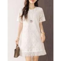 ราคา ชุดลูกไม้แขนสั้นสำหรับผู้หญิง ไซส์ใหญ่ สไตล์ฤดูร้อนจาก Tassl Elegant (41120912728)