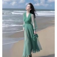 ราคา ชุดเดรสแขนยาวผ้าชีฟองหรูหรา สำหรับผู้หญิงในฤดูร้อน (26991461641)