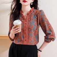 ราคา Elegant ฤดูร้อนแขนยาวชีฟองดอกไม้ Plus ขนาดแฟชั่นผู้หญิงเสื้อ (24286321881)