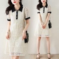 ราคา เดรสลูกไม้แขนสั้น BIG SIZE สไตล์เรียบหรูสำหรับผู้หญิง (51350837840)