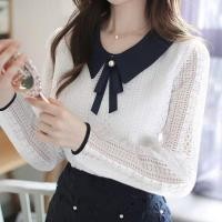 ราคา เสื้อลูกไม้แขนยาวสำหรับผู้หญิง แบบหรูหรา พร้อมปกคอวี เหมาะสำหรับฤดูร้อน (44365446641)
