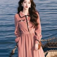 ราคา ชุดเดรสยาวกำมะหยี่หรูหราสำหรับฤดูหนาว ดีไซน์แขนยาว (43817070886)
