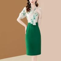 ราคา ชีฟองแขนสั้นลายดอกไม้สำหรับผู้หญิง ดูสง่าและเหมาะสำหรับการทำงานในฤดูร้อน (42021797421)