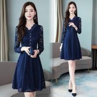 ราคา ชุดแขนยาวสำหรับผู้หญิง แบบคอวีหรูหรา จากผ้าลูกไม้ ไซส์ใหญ่ (40670073035)