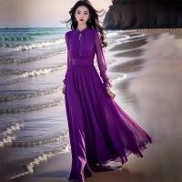 ราคา ชุดชีฟองแขนยาวสีม่วงสำหรับผู้หญิง ดูหรูหราและเหมาะสมทั้งวันทำงานและวันหยุด (28942564649)