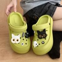 ราคา Xixitiaoฉี่ สบายๆน่ารักสีดําสีขาวลูกแมวสวมใส่กลางแจ้งฤดูร้อนรองเท้าแตะรองเท้าแตะสุภาพสตรี (44161799018)