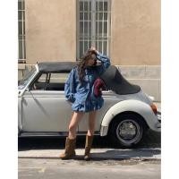 ราคา ꫛꫀꪝ Set Shirt Balloon Skirt Denim เซ็ทเสื้อเชิ้ตแขนยาวแต่งผูกโบว์ช่วงคอ ทรงน่ารักมากๆ มาพร้อมกางเกงบอลลูนสั้นน่ารัก (43024440670)