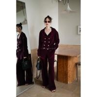 ราคา Set เสื้อไหมพรมลายเฉียงแขนยาวกระดุมคู่หน้า กางเกงขายาว (55051358806)