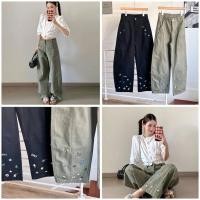 ราคา Barrel jeans ยีนส์ทรงบาเรลสวยเท่ห์ฟอกสีสวยเย็บตีเกร็ดด้านหน้า ผ้าเนื้อดี (57350210268)