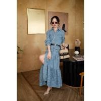 ราคา เดรสยีนส์แขนยาวลายดอกกุหลาบ เข็มขัด (44800222825)