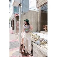 ราคา ꫛꫀꪝ Top เสื้แแขนกุดไอศครีมแต่งระบายลูกไม้นิ่ม สกรีนลายน่ารักสดใส ผ้ายืดสลาฟเนื้อดี (43752930995)