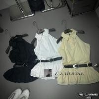 ราคา New Korea sleeveless top With black belt เสื้อแขนกุดชายระบาย มาพร้อมเข็มขัดดำตามแบบ (43651859942)