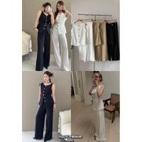 ราคา New Korea VEST 2pcs set Set2ชิ้น VESTกระดุมมาพร้อม กางเกงขายาวเข้าชุดเอวสมอค งานสวยแนะนำเลยค่า (43566003318)