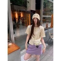 ราคา เสื้อแขนสั้น งานไหมพรมทอลายเนื้อดี แต่งกระดุมด้านหน้า ผ้าเนื้อนิ่ม ใส่สบาย แมชง่ายใส่ได้บ่อย (42408325687)