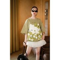 ราคา เสื้อยืดปักหน้าคิตตี้ โบว์กลิตเตอร์ (42253609223)