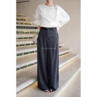 ราคา กางเกงยีนส์ขายาวทรงกระบอกลายริ้ว เข็มขัด (42067024410)