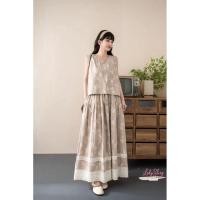 ราคา เซตเสื้อกระโปรงญี่ปุ่นงานนำเข้า ดีเทลงานผ้าฝ้ายผสมลินินแบบสวยสไตล์ญี่ปุ่น ทรงฟรีไซส์ใส่ได้ตลอด สินค้านำเข้า (42006572781)