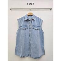 ราคา เสื้อเชิ้ตแขนกุดผ้ายีนส์ (41968429826)