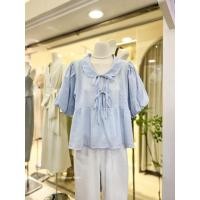 ราคา ลายใหม่มาแล้วค่า Korea Lace Blouse เสื้อลูกไม้ แขนพอง ดีไซส์ผูกโบว์หน้า ผ้าลายดอท (41959226941)