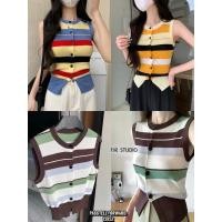 ราคา New Korea stripe knitting top เสื้อแขนกุดนิตลายทาง สลับสีสีสวยทุกสีค้าา แนะนำเลยยยย (41851055352)