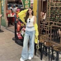 ราคา กางเกงยีนส์เอวสูงกำลังดีทรงขากระบอกฟอกสีซีดเซอร์สุดๆดีเทล แต่งลูกไม้ระบายช่วงเอว (41200778713)