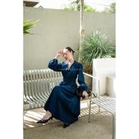 ราคา Maxi เดรสยีนส์แขนยาวคอวีกระดุมอก (40805471313)