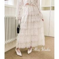 ราคา กระโปรงลูกไม้ปักฉลุเอวสม็อคแต่งระบายชั้นๆ โชว์ลายเชิงสวยๆ งานมีซับในตัว งานสวยพรีเมี่ยมมากค่า (40561467504)