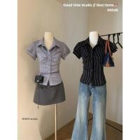 ราคา เสื้อเชิต แขนสั้น แบบเข้ารูป ลายทาง โทนสีพื้น เนื้อผ้าดี ใส่สบายค่ะ (40558229075)