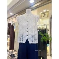 ราคา เสื้อแขนล้ำระบายคอวีกระดุมหน้าผ้าลูกไม้เนื้อนิ่มปักดอกไม้เนื้อนูนทั้งตัวทรงสวยใส่สบาย (40372947001)