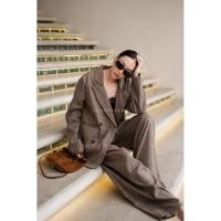 ราคา Set Blazer สูทแขนยาวลายสก็อต กางเกงขายาว (40323833785)