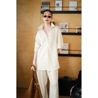 ราคา Set เสื้อแขนสั้นผ้าลินินกระดุมแป๊กอก กางเกงขายาว (40103594380)