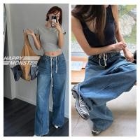 ราคา กางเกงยีนส์ทรงกระบอกดีเทลเย็บปลายขาด้านหน้าเชือกด้านในรูดปรับได้ผ้าดีไม่หนามากงานฟอกสีสวย (29938631125)