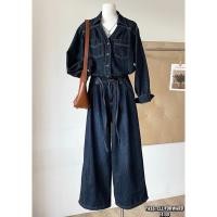 ราคา New Korea denim shirt 2pcs set Setยีนฟอกสีเข้มงานสวย ดีเทลคอวีปก กระเป๋าหน้า มาพร้อมกางเกงขายาว เข้าชุด (29690726390)