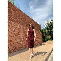 ราคา Ribbed dress ชุดเดรสกล้ามทรงไหล่ล้ำ ผ้าเนื้อดีมาก ยืดหยุ่น กระชับ (29574986922)