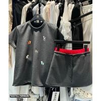 ราคา New Korea 2pcs set Set2ชิ้น เสื้อแขนสั้นปักลาย น่ารักมาก มาพร้อมกระโปรง บอดี้คอนขอบแดงเข้าชุด (29179259722)