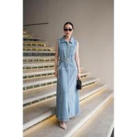 ราคา New arrival เดรสยีนส์แขนกุด เข็มขัดผ้ายีนส์ (28892841169)