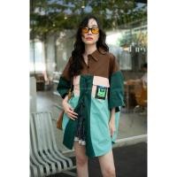 ราคา เชิ้ตแขนสั้นสลับสีกระเป๋าอกคู่ปักกระต่ายหลัง (28829783095)