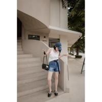 ราคา ꫛꫀꪝ Denim Short Pants กางเกงยีนส์ขาสั้นเอวสูงทรงเก๋ทรงสวย มาพร้อมเข็มขัดยาวผ้าทอ ดีไซน์แต่งขาดช่วงชายขา (28734968867)