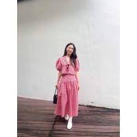 ราคา Plaid shirt and skirt set ชุดเซ็ต2ชิ้น เสื้อทรงครอปคอวีปกมีเชือกมัดโบว์แขนพองบอลลูน กระโปรงยาว ผ้าฝ้ายลายสก็อต (28570861977)