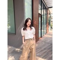 ราคา เสื้อลูกไม้คอปก ลายฉลุเนื้อนูน ดีเทลช่วงคอปกปักดอกไม้สีสันน่ารักๆ (28075507934)