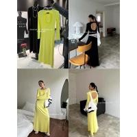 ราคา เดรสแขนยาวตัวยาว ผ้านุ่มยืดอย่างดี ดีเทลเว้าหลัง งานสวยสไตล์เกาหลี งานนำเข้า (27779364880)