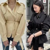 ราคา ? ? ? ? ? ? ? ? ? ? ? เสื้อแจ็คเก็ตแขนยาวดีเทลกระเป๋าคู่หน้ามีสายผูกเอว ผ้าอย่างดี (27777316837)